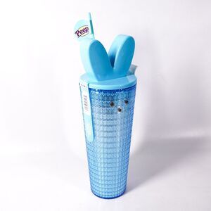 Peeps Blue Bunny Rabbit Animal Tumbler Travel Coffee Mug Cup w/ Lid & Straw New